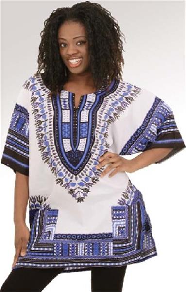 Traditional Dashiki White & Blue