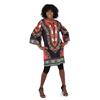 Traditional Print Dashiki Dress Black