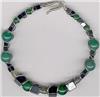 Sterling Silver & Hematite/Malachite/Chinese Jade Single Bracelet